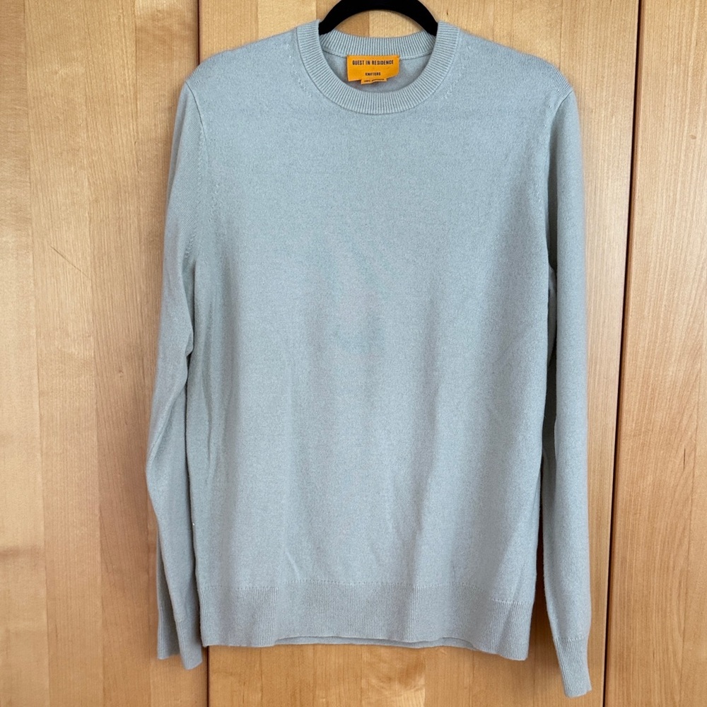 Guest in Residence Light Gray Cashmere Crew Neck Sweater